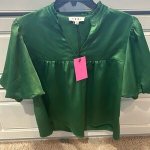 THML -Green V Neck with puffer sleves